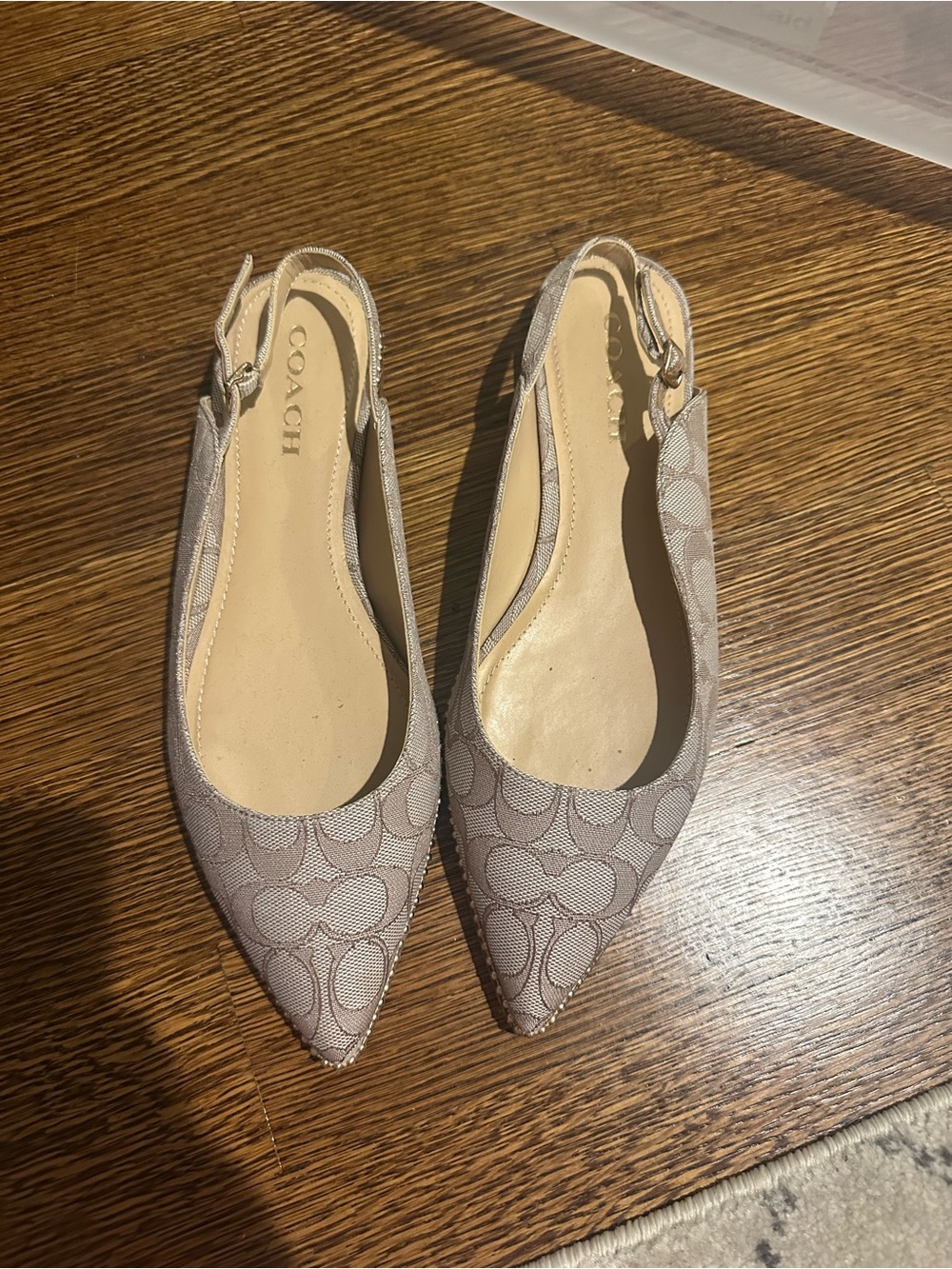 Coach Women's Signature Pointed Slingback Flats in Light Taupe